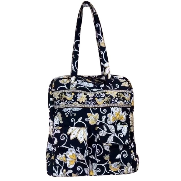 Vera Bradley Tall Travel /Tall Diaper Tote Yellow Bird Black/Yellow/White EUC - Picture 1 of 9